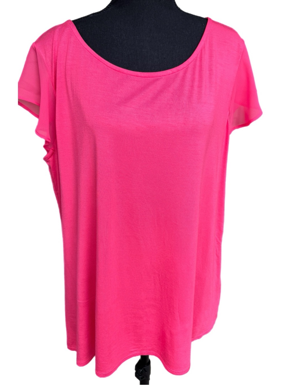 Maison‎ Jules “Diva Pink” Flutter‑Sleeve Blouse — XL